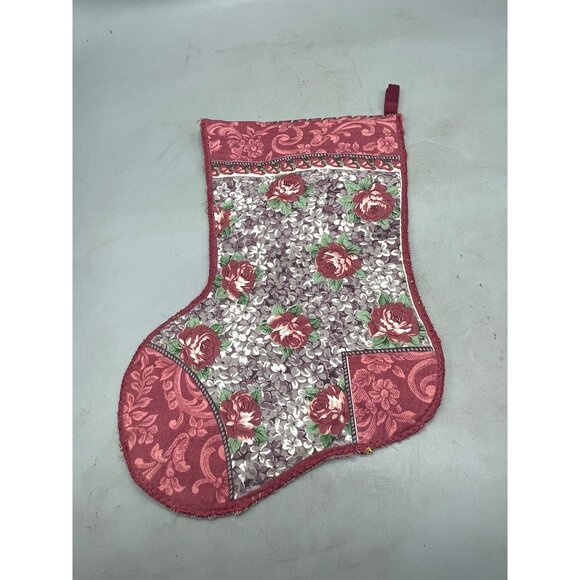 Christmas stocking handmade floral pink purple gold trim embellished sequin READ - Picture 4 of 6